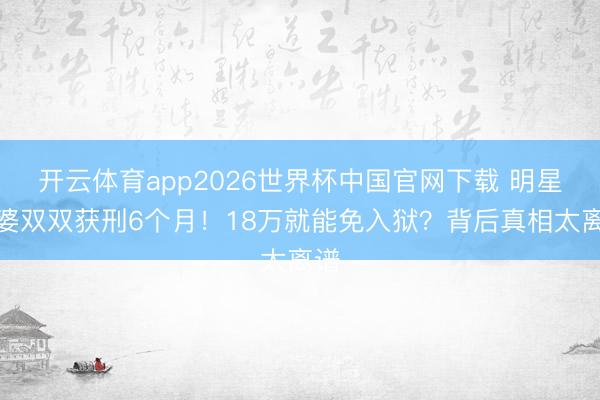 开云体育app2026世界杯中国官网下载 明星老婆双双获刑6个月！18万就能免入狱？背后真相太离谱