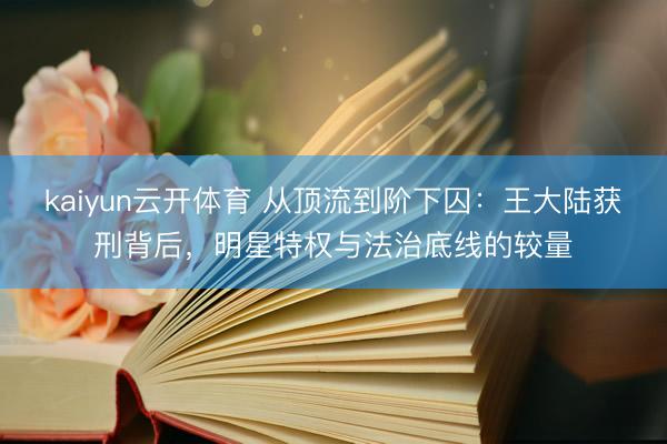 kaiyun云开体育 从顶流到阶下囚:王大陆获刑背后,明星特权与法治底线的较量