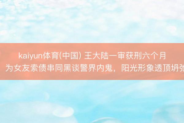 kaiyun体育(中国) 王大陆一审获刑六个月！为女友索债串同黑谈警界内鬼，阳光形象透顶坍弛