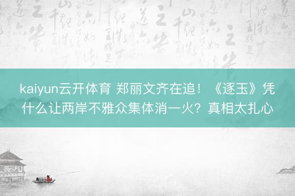 kaiyun云开体育 郑丽文齐在追！《逐玉》凭什么让两岸不雅众集体消一火？真相太扎心