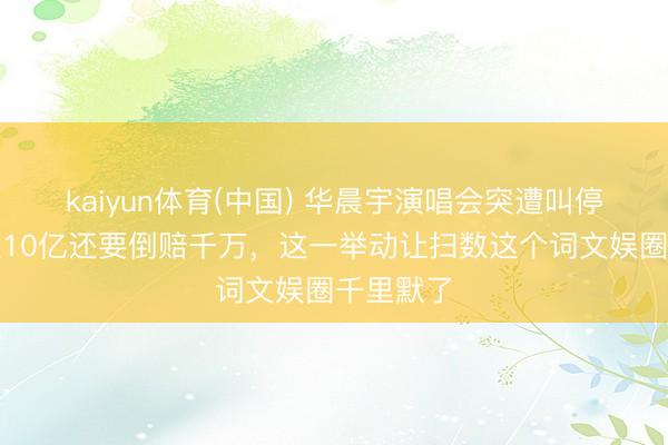 kaiyun体育(中国) 华晨宇演唱会突遭叫停，亏本超10亿还要倒赔千万，这一举动让扫数这个词文娱圈千里默了