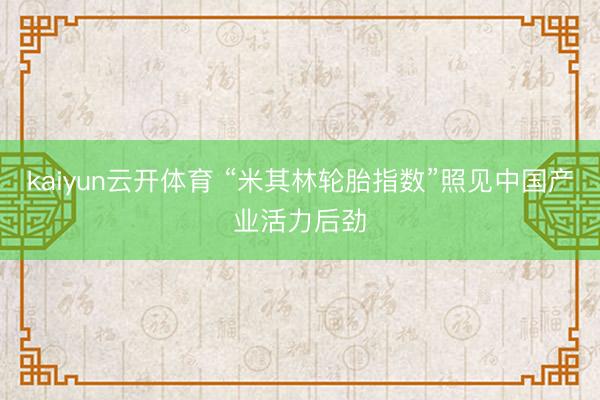 kaiyun云开体育 “米其林轮胎指数”照见中国产业活力后劲